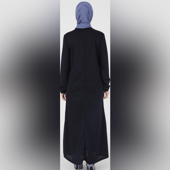 Navy Blue Long Modest Dress - Picture 3 of 4